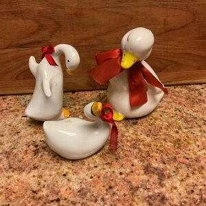 Duck Figurines with Red Accents. So cute and fun will be Darling Displayed